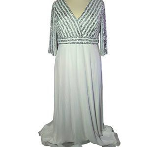 Shein Plus Ever-Pretty Double V Neck Sequin Bodice Prom Dress